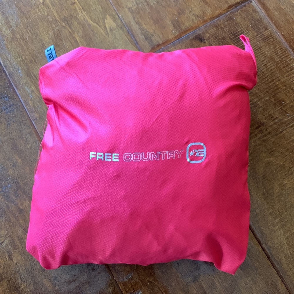 Free Country Windbreaker Jacket Hood Coral Pink Large PACKABLE